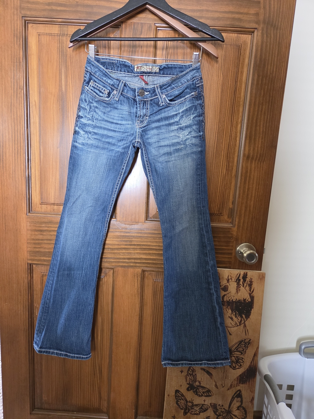 BKE Women's Blue Faded Flare Jeans 25x29.5